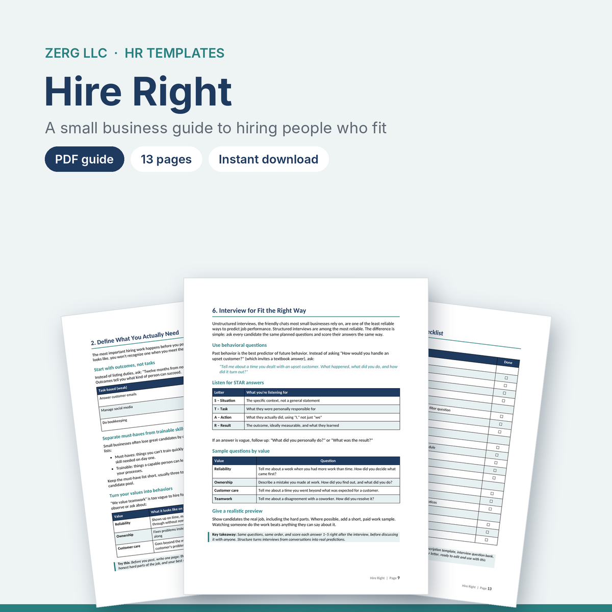 Hire Right guide to hiring the right employees for a small business
